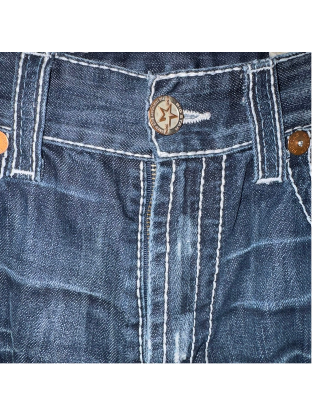 Big Star Pioneer Bootcut Jeans 34R Blue The Legendary Distressed Thick Stitch - Picture 4 of 16